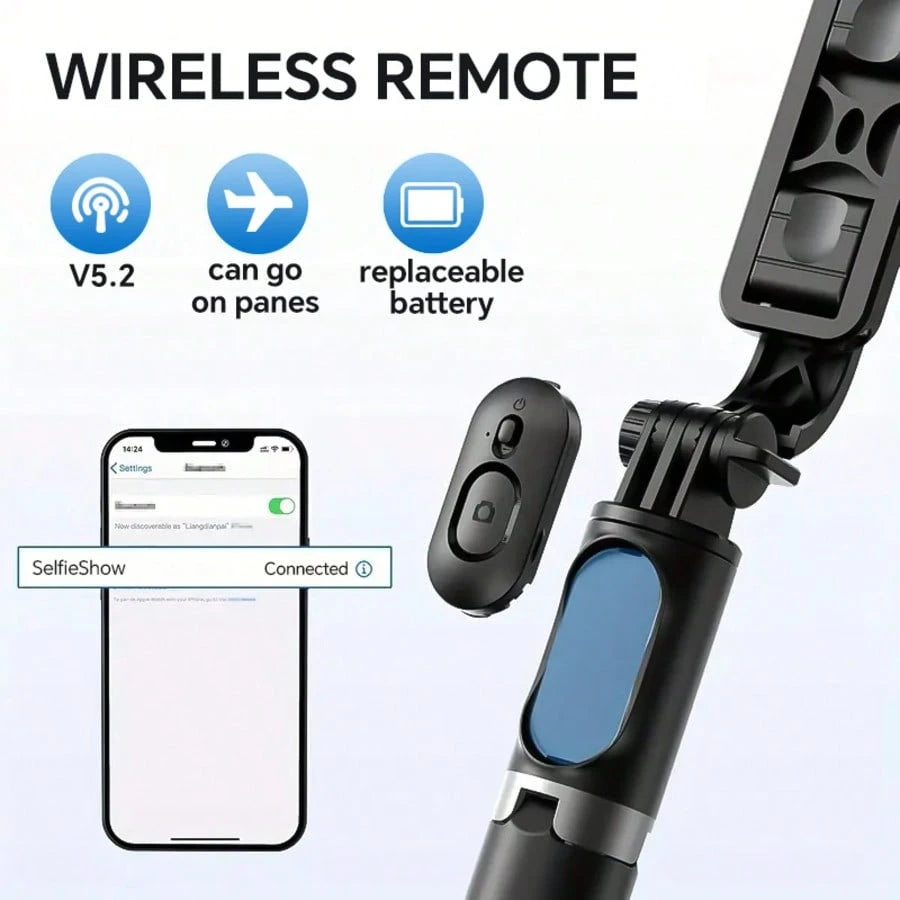 40-Inch Retractable Selfie Stick – Professional Floor Tripod For Live Streaming, With Wireless Remote, 360° Rotation, Stable Anti-Shake Design. Ideal For Travel Vlogs & Outdoor Live Streaming. Compati