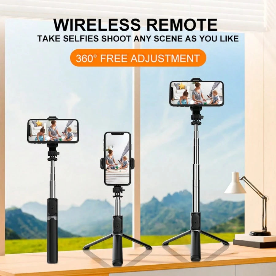 40-Inch Retractable Selfie Stick – Professional Floor Tripod For Live Streaming, With Wireless Remote, 360° Rotation, Stable Anti-Shake Design. Ideal For Travel Vlogs & Outdoor Live Streaming. Compati