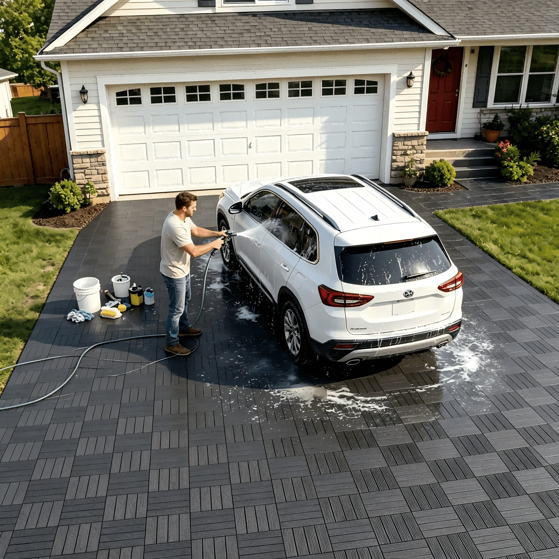 44 Pack 12"X12" Interlocking Deck Tiles, Snap Together DIY Outdoor Flooring, Modular Plastic Patio Floor Tiles For Balcony, Terrace, Backyard, Poolside & Garden Spaces