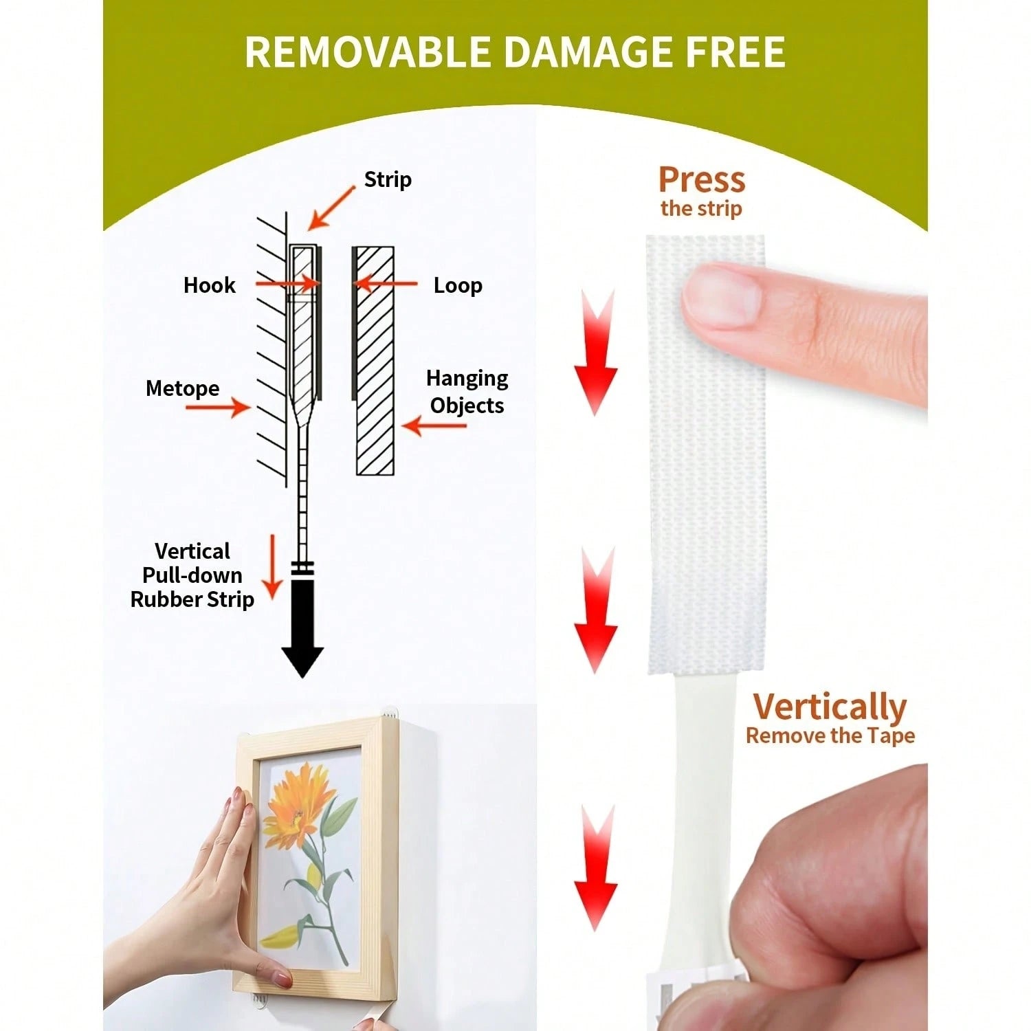 48-Pack Large Picture Hanging Strips- No-Tool Damage-Free Wall Hooks, Strong Adhesive White Tape For Home & Office Decor, Easy Installation On Smooth Surfaces, Toolfree Hanging| Refined Design| Nor