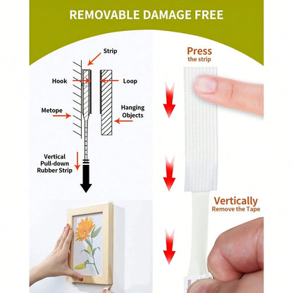 48-Pack Large Picture Hanging Strips- No-Tool Damage-Free Wall Hooks, Strong Adhesive White Tape For Home & Office Decor, Easy Installation On Smooth Surfaces, Toolfree Hanging| Refined Design| Nor