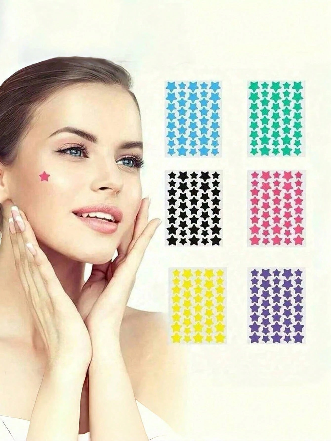 480pcs/12sheets, 240pcs/6sheets, 40pcs/1sheet, Face Star Stickers, Halloween Decoration Stickers, Christmas Decoration Stickers, Five-Pointed Star Stickers, Colorful Decoration Stickers, For Party Hol