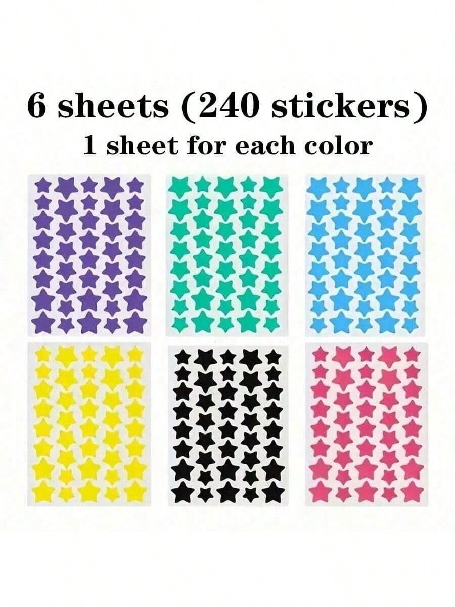 480pcs/12sheets, 240pcs/6sheets, 40pcs/1sheet, Face Star Stickers, Halloween Decoration Stickers, Christmas Decoration Stickers, Five-Pointed Star Stickers, Colorful Decoration Stickers, For Party Hol