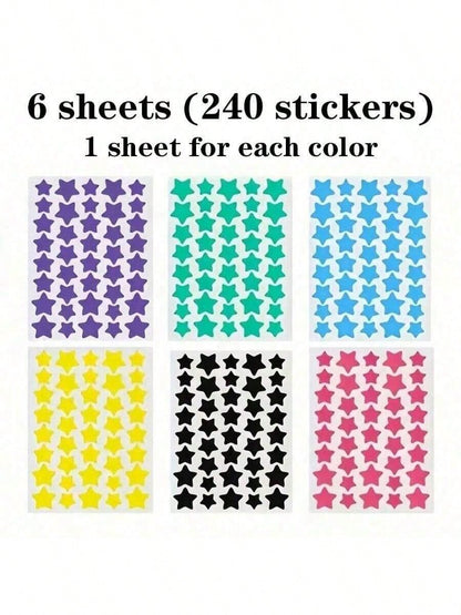 480pcs/12sheets, 240pcs/6sheets, 40pcs/1sheet, Face Star Stickers, Halloween Decoration Stickers, Christmas Decoration Stickers, Five-Pointed Star Stickers, Colorful Decoration Stickers, For Party Hol