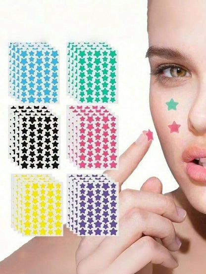 480pcs/12sheets, 240pcs/6sheets, 40pcs/1sheet, Face Star Stickers, Halloween Decoration Stickers, Christmas Decoration Stickers, Five-Pointed Star Stickers, Colorful Decoration Stickers, For Party Hol