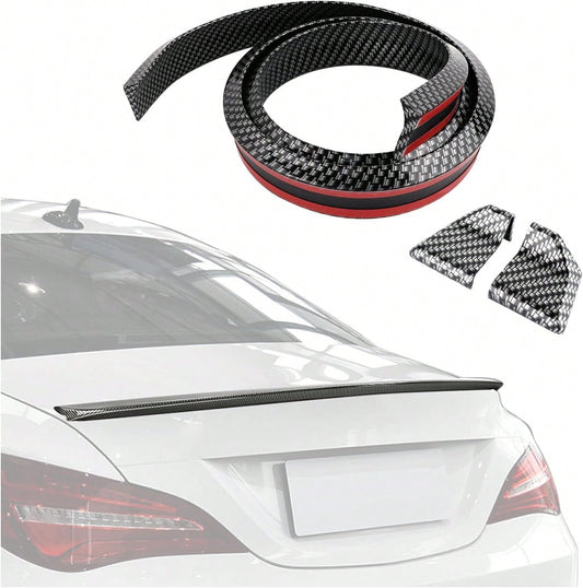 49Ft Car Rear Spoiler- 3D Glossy Roof Spoiler Trunk Spoiler Lip Car Exterior Accessories- Punch-Free Installation- Universal Side Skirt Tail Fin Spoilers For Cars Trucks SUVs (Carbon Fiber)