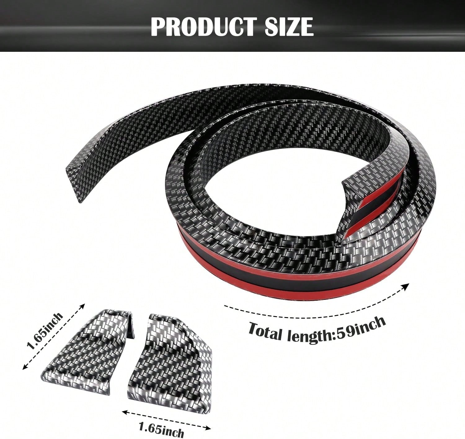 49Ft Car Rear Spoiler- 3D Glossy Roof Spoiler Trunk Spoiler Lip Car Exterior Accessories- Punch-Free Installation- Universal Side Skirt Tail Fin Spoilers For Cars Trucks SUVs (Carbon Fiber)
