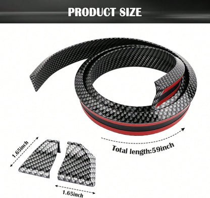 49Ft Car Rear Spoiler- 3D Glossy Roof Spoiler Trunk Spoiler Lip Car Exterior Accessories- Punch-Free Installation- Universal Side Skirt Tail Fin Spoilers For Cars Trucks SUVs (Carbon Fiber)