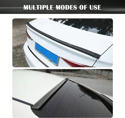 49Ft Car Rear Spoiler- 3D Glossy Roof Spoiler Trunk Spoiler Lip Car Exterior Accessories- Punch-Free Installation- Universal Side Skirt Tail Fin Spoilers For Cars Trucks SUVs (Carbon Fiber)