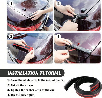 49Ft Car Rear Spoiler- 3D Glossy Roof Spoiler Trunk Spoiler Lip Car Exterior Accessories- Punch-Free Installation- Universal Side Skirt Tail Fin Spoilers For Cars Trucks SUVs (Carbon Fiber)