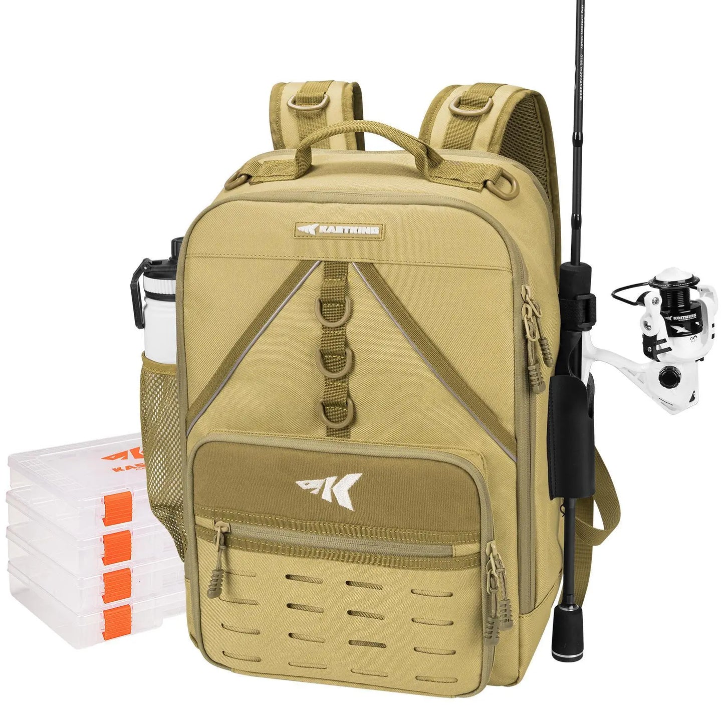 40L Fishing Tackle Backpack with Rod Holders & 4 Tackle Boxes, Waterproof Fishing Gear Storage Bag for Camping, Hunting & Outdoor Activities