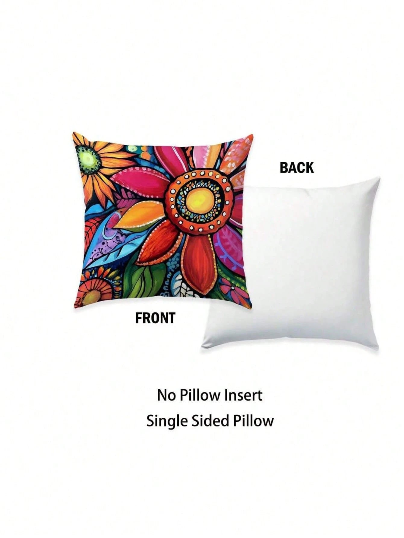 4pcs 17.7*17.7in(45*45cm)/19.69*19.69in(50*50cm)/15.75*15.75in(40*40cm) Bohemian Colorful Abstract Floral Print Pillow Covers [Single-Sided Printing] Polyester Home Decor Cushion Covers For Sofa, Bed