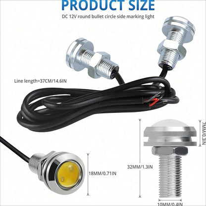 4pcs 18mm DC 12V Eagle Eye COB LED Car Fog Lights, Daytime Running Lights, Reverse Lights, Rock Lights, Small Bulbs Suitable For Cars And Motorcycles