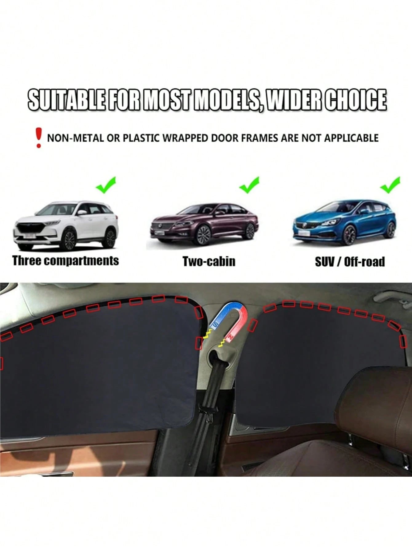 4pcs/2pcs Car Window Sunshade- 100% Blackout Car Window Curtain- Magnetic Side Window Sunshade, Keeping The Car Cooler, Suitable For Napping, Changing Clothes, Camping, And Working
