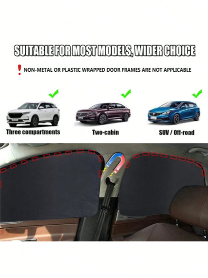 4pcs/2pcs Car Window Sunshade- 100% Blackout Car Window Curtain- Magnetic Side Window Sunshade, Keeping The Car Cooler, Suitable For Napping, Changing Clothes, Camping, And Working