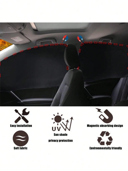 4pcs/2pcs Car Window Sunshade- 100% Blackout Car Window Curtain- Magnetic Side Window Sunshade, Keeping The Car Cooler, Suitable For Napping, Changing Clothes, Camping, And Working