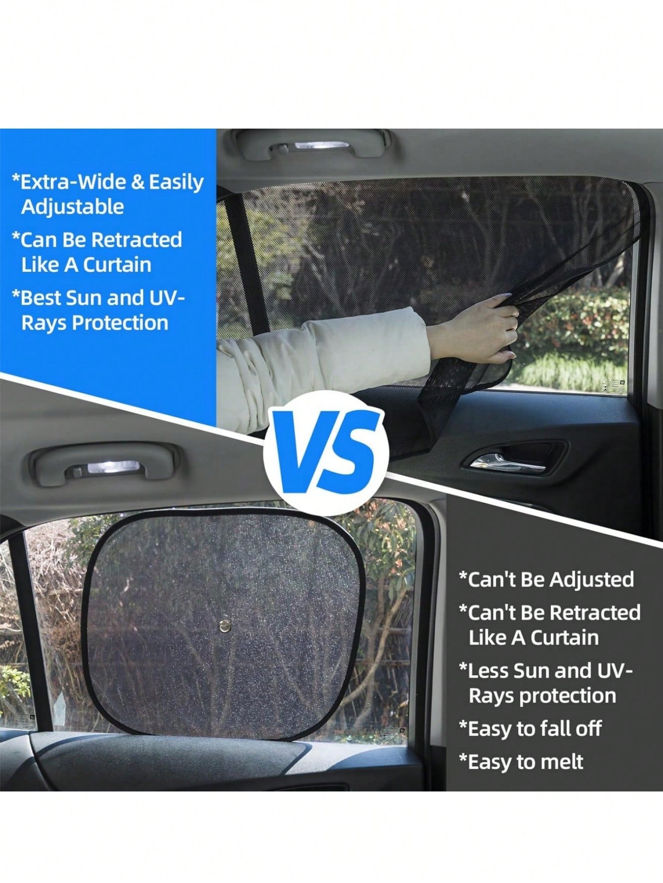 4pcs/2pcs Car Window Sunshade- 100% Blackout Car Window Curtain- Magnetic Side Window Sunshade, Keeping The Car Cooler, Suitable For Napping, Changing Clothes, Camping, And Working