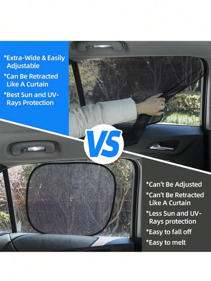 4pcs/2pcs Car Window Sunshade- 100% Blackout Car Window Curtain- Magnetic Side Window Sunshade, Keeping The Car Cooler, Suitable For Napping, Changing Clothes, Camping, And Working