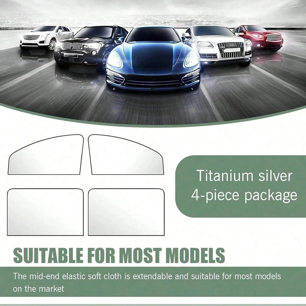 4pcs/2pcs Magnetic Car Window Sunshade- Titanium Silver Side Curtain, Suitable For SUV/Sedan, Front And Rear Privacy Curtain