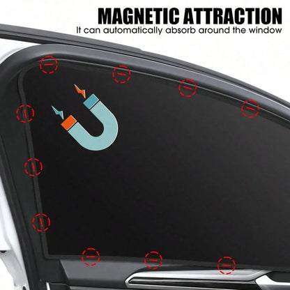 4pcs/2pcs Magnetic Car Window Sunshade- Titanium Silver Side Curtain, Suitable For SUV/Sedan, Front And Rear Privacy Curtain