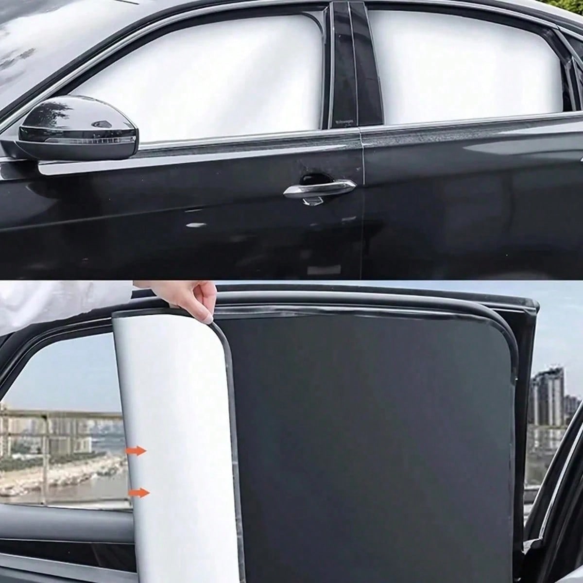 4pcs/2pcs Magnetic Car Window Sunshade- Titanium Silver Side Curtain, Suitable For SUV/Sedan, Front And Rear Privacy Curtain