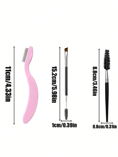 4pcs/3pcs/1pc Double-Ended Foldable Eyebrow Brush, Portable Mini Eyelash & Eyebrow Grooming Tool, Eyebrow Comb For Shaping Without Eye Irritation, Foldable Brow Comb Compact & Easy To Store, Portable