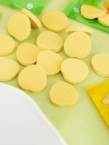 4pcs/8pcs/12pcs Potato Chip Shaped Eraser Set, Creative Stationery Series, Stress Relief Desk Accessories, Fun Eraser Tools, Essential For Learning And Organizing, Fun Eraser Tools, Office Stress Reli