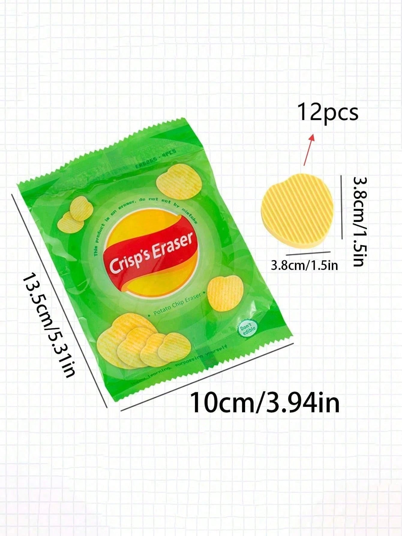 4pcs/8pcs/12pcs Potato Chip Shaped Eraser Set, Creative Stationery Series, Stress Relief Desk Accessories, Fun Eraser Tools, Essential For Learning And Organizing, Fun Eraser Tools, Office Stress Reli