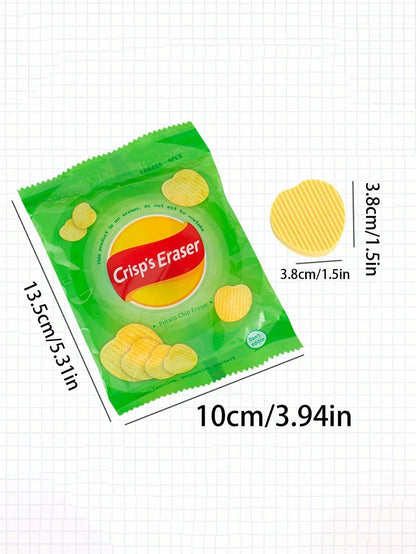 4pcs/8pcs/12pcs Potato Chip Shaped Eraser Set, Creative Stationery Series, Stress Relief Desk Accessories, Fun Eraser Tools, Essential For Learning And Organizing, Fun Eraser Tools, Office Stress Reli