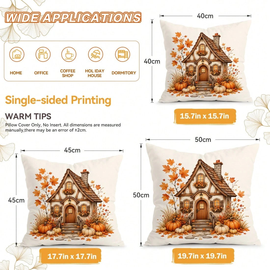 4pcs Autumn Harvest Theme Pillow Covers Without Inserts, Single-Sided Printed Pillow Covers, Suitable For Living Room Bedroom Home Decor, All-Season Pillow Covers