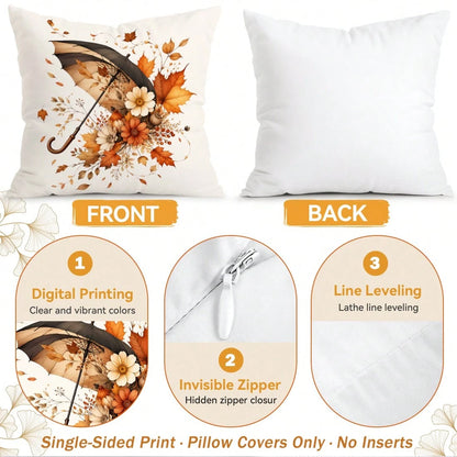 4pcs Autumn Harvest Theme Pillow Covers Without Inserts, Single-Sided Printed Pillow Covers, Suitable For Living Room Bedroom Home Decor, All-Season Pillow Covers