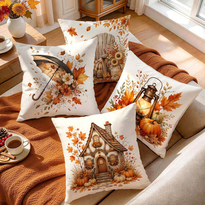 4pcs Autumn Harvest Theme Pillow Covers Without Inserts, Single-Sided Printed Pillow Covers, Suitable For Living Room Bedroom Home Decor, All-Season Pillow Covers