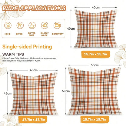 4pcs Autumn Plaid Pattern Pillow Covers Without Inserts, Single-Sided Printed Pillow Covers, Suitable For Living Room Bedroom Home Decor, All-Season Pillow Covers