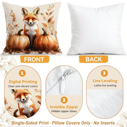 4pcs Autumn Vintage Harvest Pattern Pillow Covers, Single-Sided Printed Pillow Cases, Suitable For Living Room Bedroom Home Decor, All-Season Pillow Covers