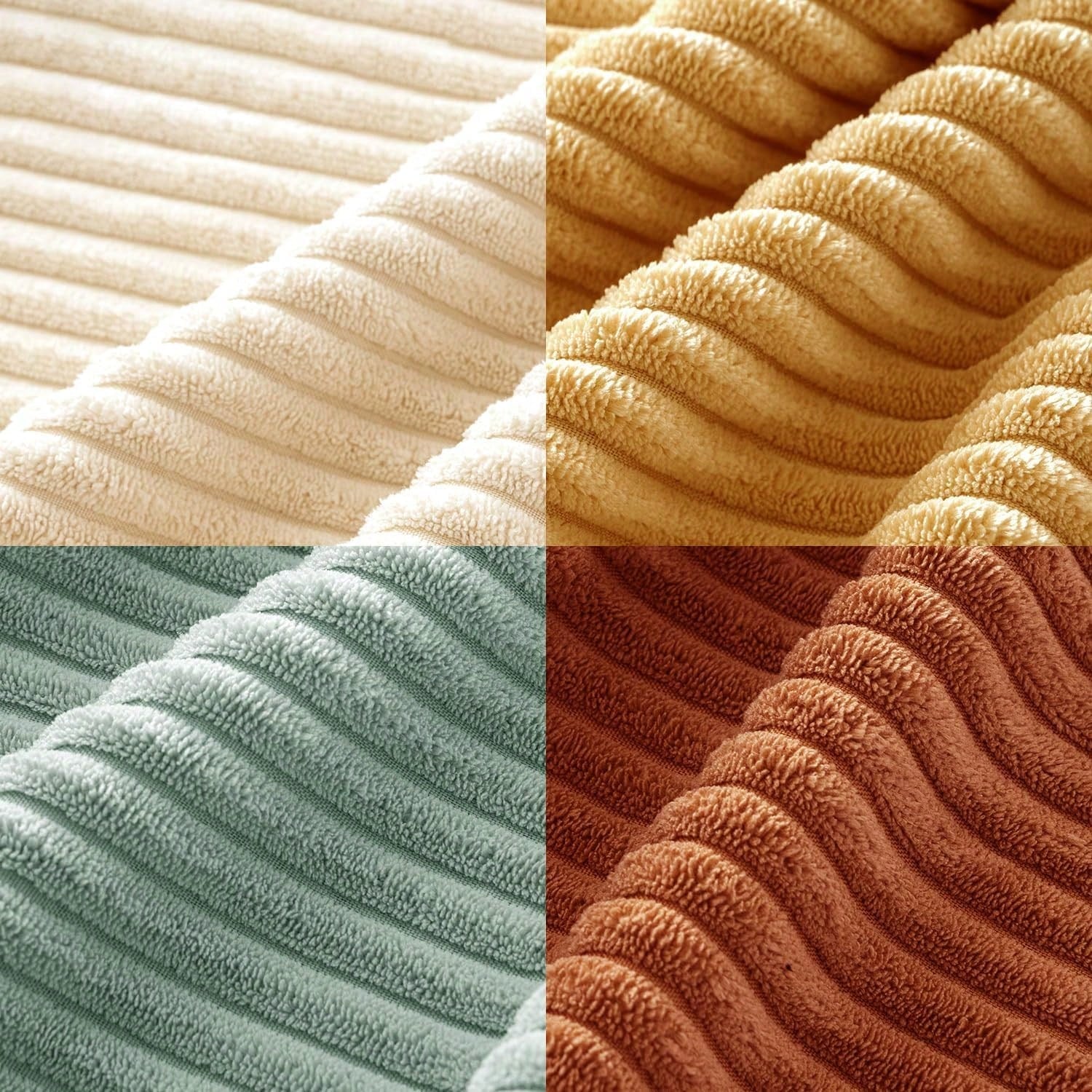 4pcs Bohemian Countryside Style Pillow Cover Set, Soft Corduroy Home Decor Cushion Covers For Sofa, Bed, Living Room In Spring, Green-Orange Ombre Series (Covers Only)