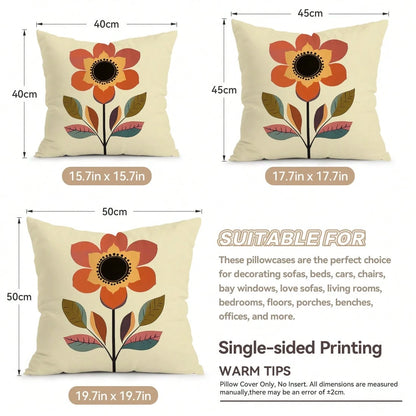 4pcs Bohemian Vintage Floral Pattern Pillow Covers Without Inserts, Single-Sided Printed Pillow Covers, Suitable For Living Room, Bedroom, Home Decor, All Season Pillow Covers
