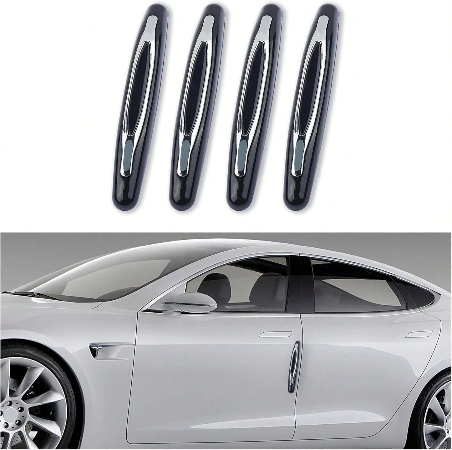 4PCS Car Door Edge Guards,Anti-Scratch Car Door Protector Trim Strip With Self Adhesive For Car Decor,Universal Exterior Car Accessories Door Guards For Cars Trucks SUVs (Black)