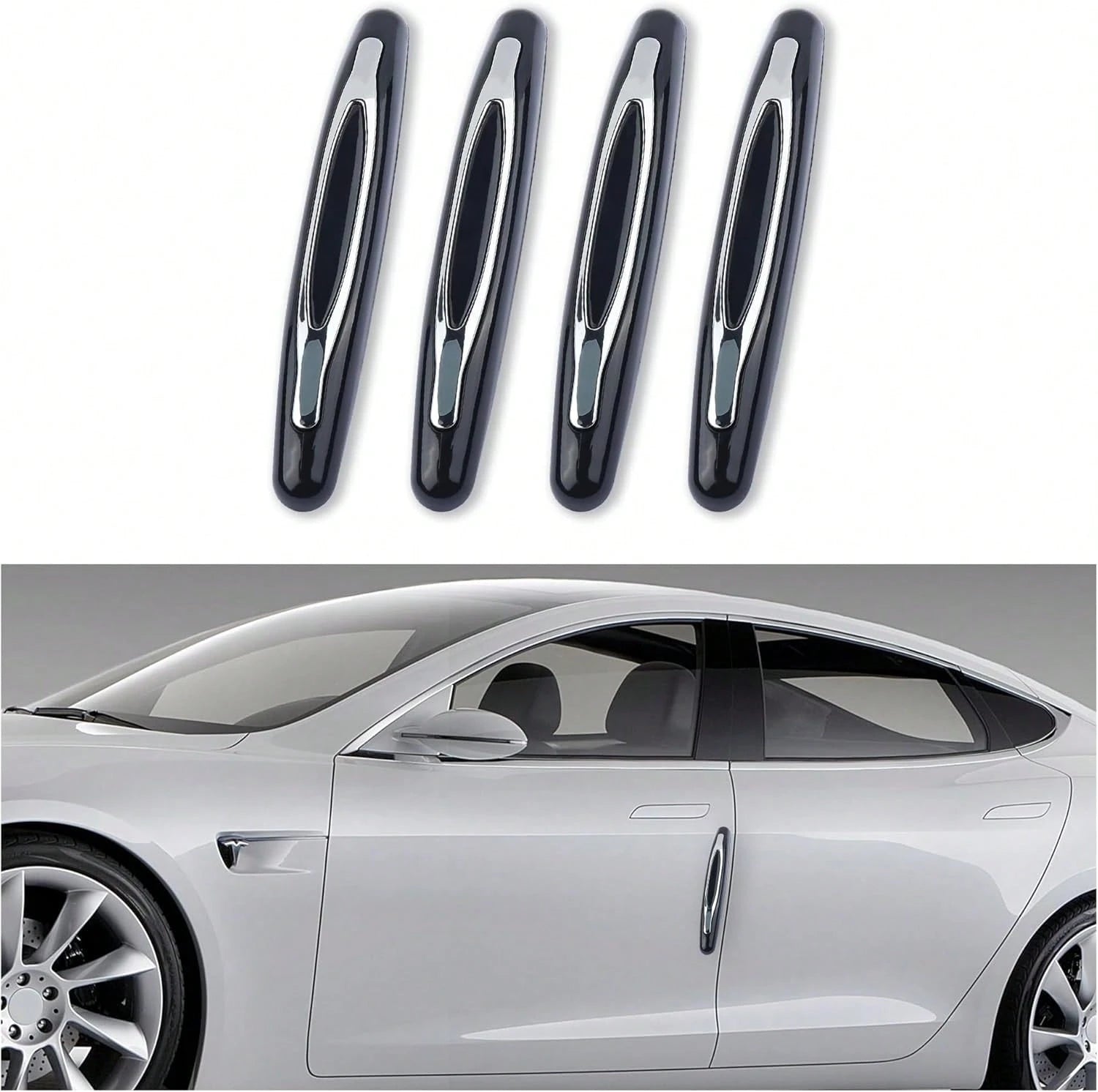 4PCS Car Door Edge Guards,Anti-Scratch Car Door Protector Trim Strip With Self Adhesive For Car Decor,Universal Exterior Car Accessories Door Guards For Cars Trucks SUVs (Black)