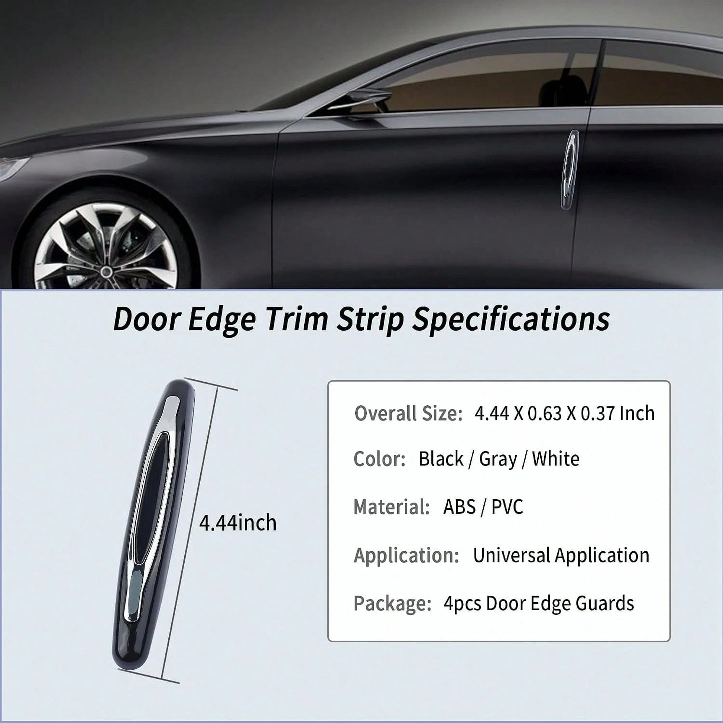 4PCS Car Door Edge Guards,Anti-Scratch Car Door Protector Trim Strip With Self Adhesive For Car Decor,Universal Exterior Car Accessories Door Guards For Cars Trucks SUVs (Black)