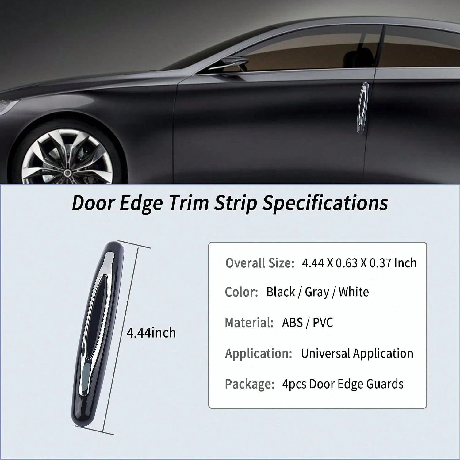 4PCS Car Door Edge Guards,Anti-Scratch Car Door Protector Trim Strip With Self Adhesive For Car Decor,Universal Exterior Car Accessories Door Guards For Cars Trucks SUVs (Black)
