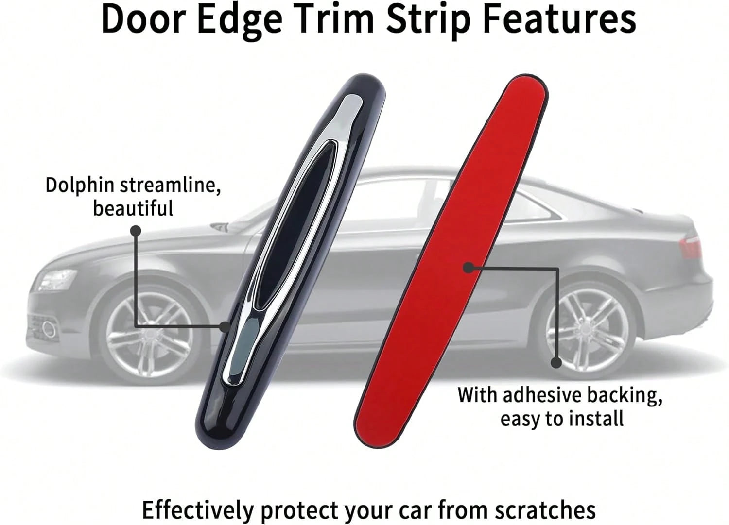 4PCS Car Door Edge Guards,Anti-Scratch Car Door Protector Trim Strip With Self Adhesive For Car Decor,Universal Exterior Car Accessories Door Guards For Cars Trucks SUVs (Black)