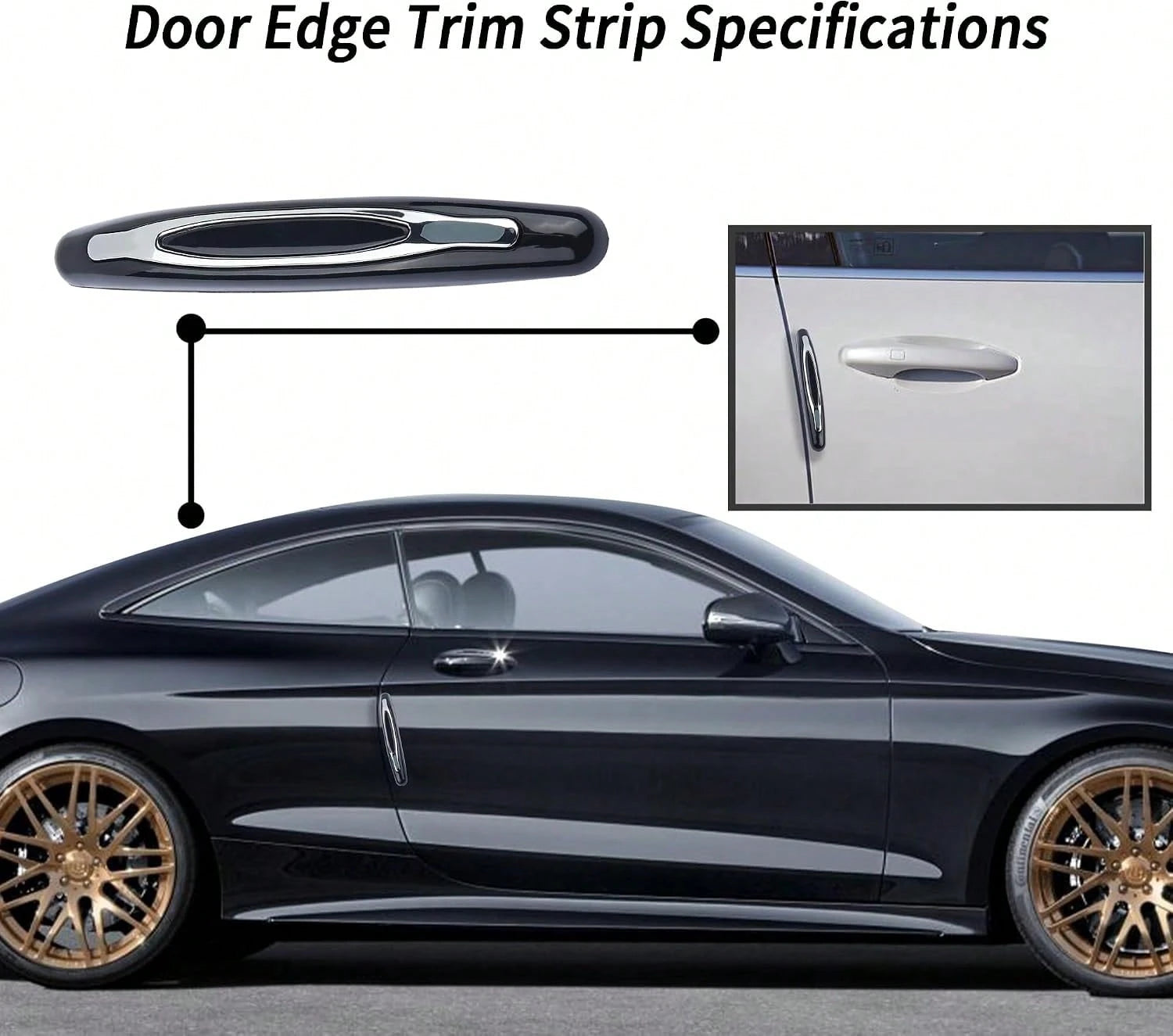 4PCS Car Door Edge Guards,Anti-Scratch Car Door Protector Trim Strip With Self Adhesive For Car Decor,Universal Exterior Car Accessories Door Guards For Cars Trucks SUVs (Black)