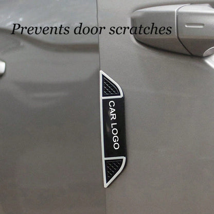 4pcs Car Logo Door Scratch Protector Strips, Easy Installation With Adhesive Backing, Door Edge Protection Strips, Decorative Plastic Protective Strips, Anti-Scratch Anti-Collision Strips, Suitable Fo