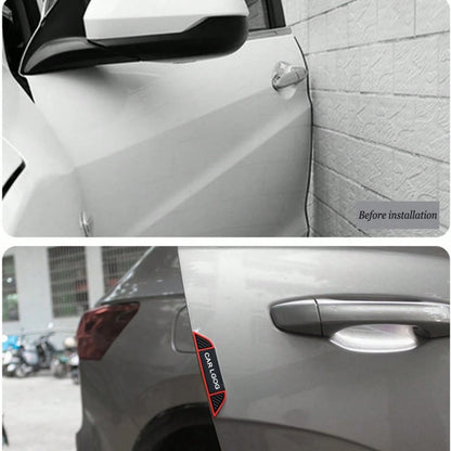 4pcs Car Logo Door Scratch Protector Strips, Easy Installation With Adhesive Backing, Door Edge Protection Strips, Decorative Plastic Protective Strips, Anti-Scratch Anti-Collision Strips, Suitable Fo