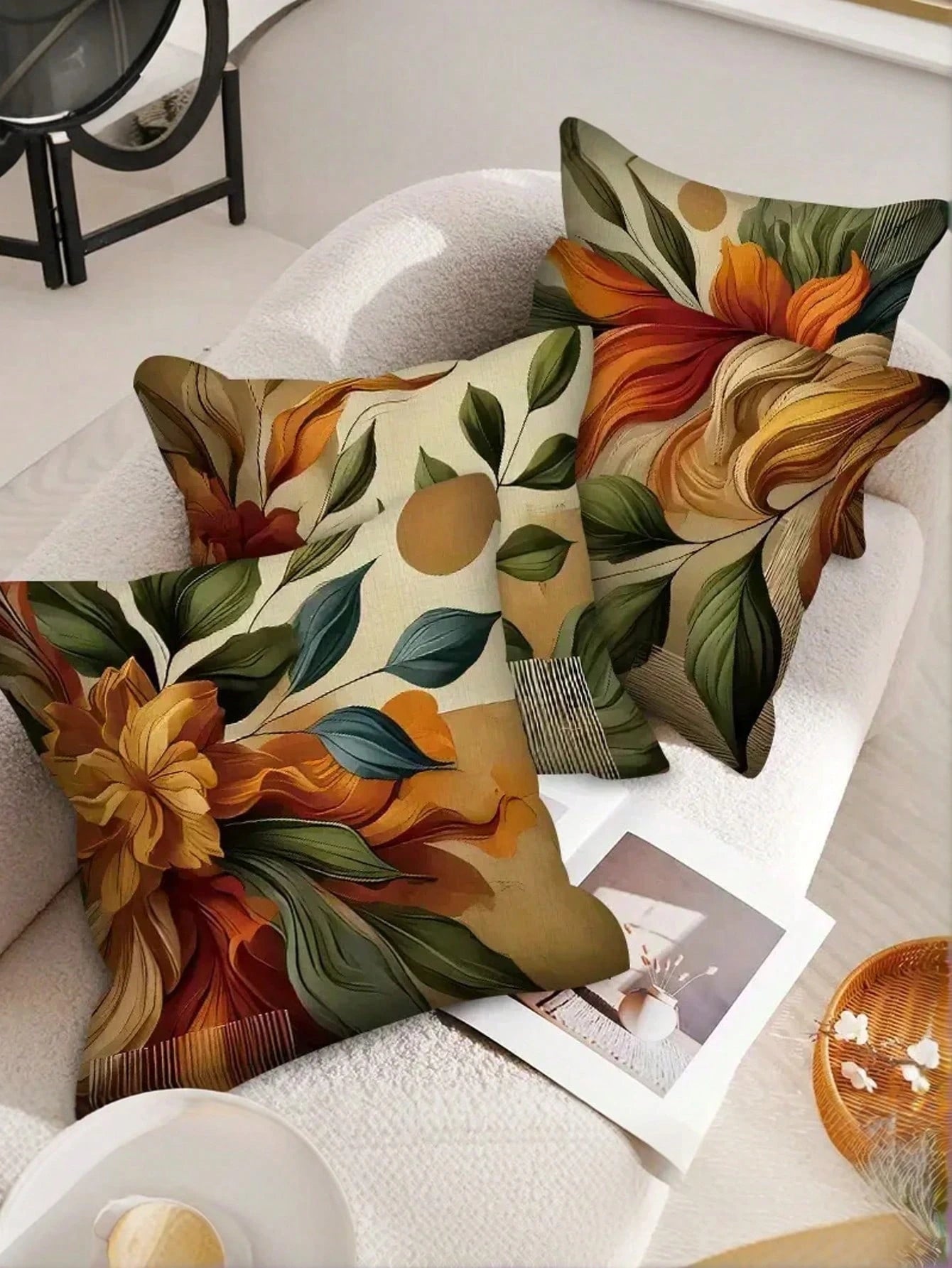 4pcs Floral Pattern Throw Pillow Covers, Mixed Color Design, Retro Style, Polyester Fabric, Zipper Closure, Machine Washable, Soft & Comfortable, Suitable For Decorating Living Room, Bedroom, Sofa, Au