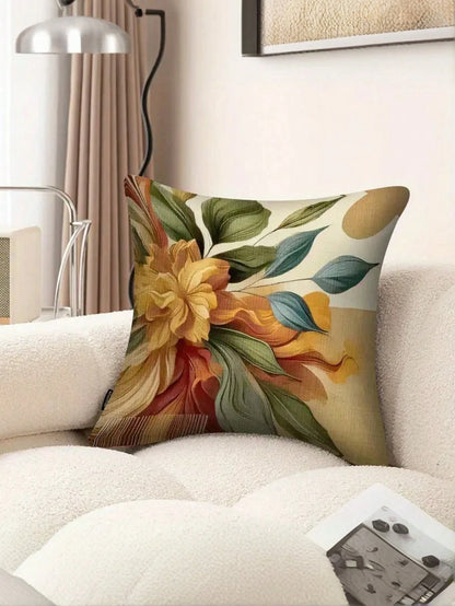 4pcs Floral Pattern Throw Pillow Covers, Mixed Color Design, Retro Style, Polyester Fabric, Zipper Closure, Machine Washable, Soft & Comfortable, Suitable For Decorating Living Room, Bedroom, Sofa, Au