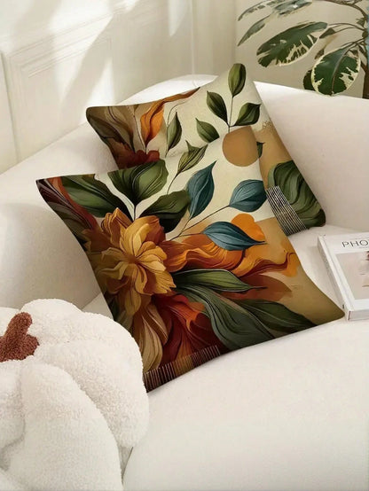 4pcs Floral Pattern Throw Pillow Covers, Mixed Color Design, Retro Style, Polyester Fabric, Zipper Closure, Machine Washable, Soft & Comfortable, Suitable For Decorating Living Room, Bedroom, Sofa, Au