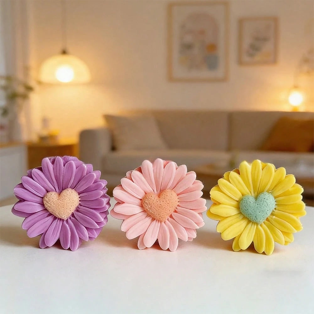 4pcs Floral Silicone Molds- Realistic Daisy Flowers With Layered Petals And Center- For Candles, Soaps, Resins, Polymer Clay, Gypsum Crafts- Reusable Molds For DIY Floral Arrangements, Weddings, Bi