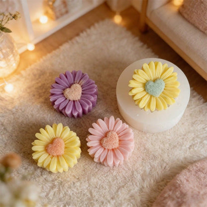 4pcs Floral Silicone Molds- Realistic Daisy Flowers With Layered Petals And Center- For Candles, Soaps, Resins, Polymer Clay, Gypsum Crafts- Reusable Molds For DIY Floral Arrangements, Weddings, Bi