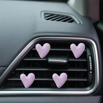4pcs Gold & Silver Heart-Shaped Air Vent Clips, Cute Car Accessories, No Fragrance- For Decoration Only. Fashionable Design| Lightweight Metal Coated Heart Decor, Colorful Car Accessories, Punk Styl
